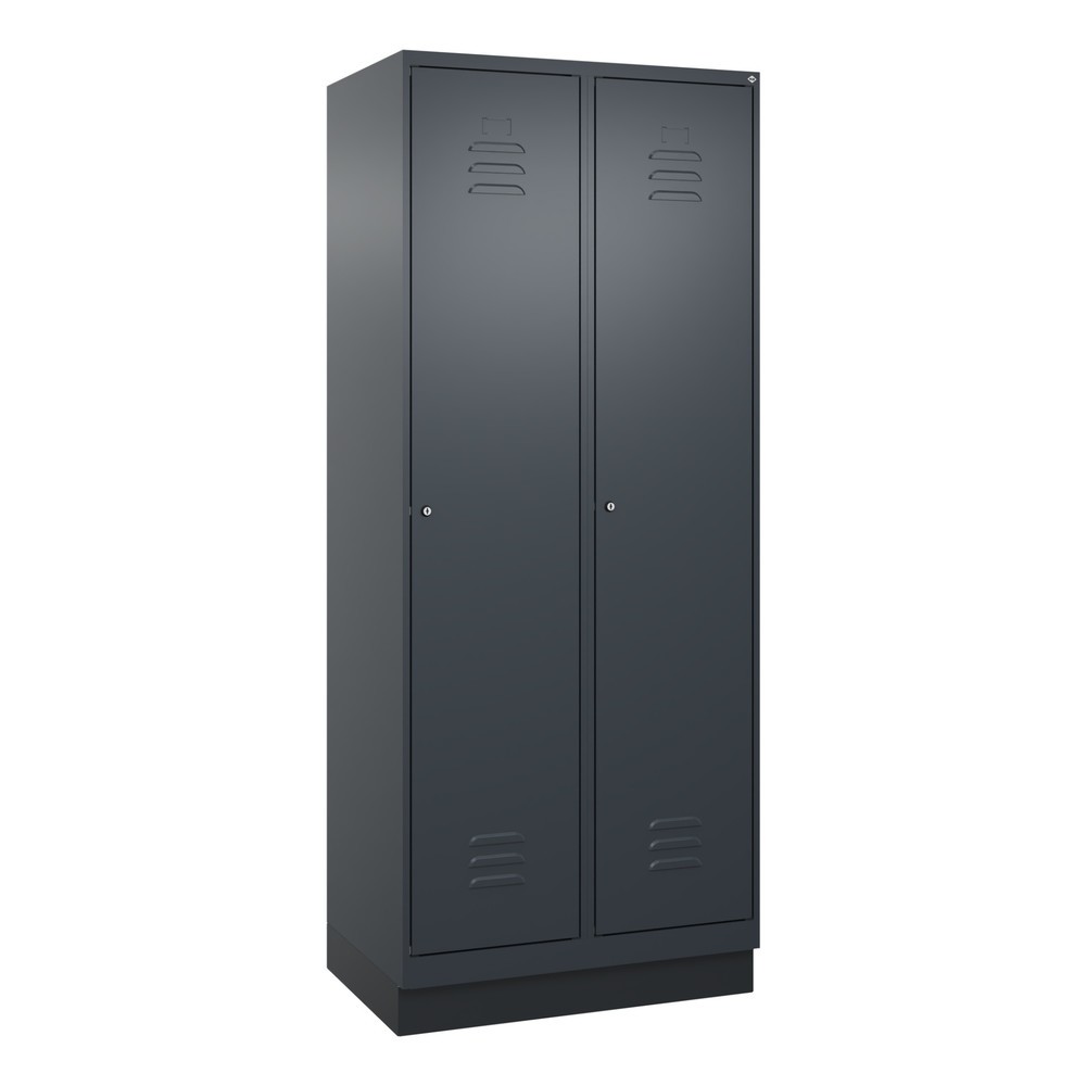 Produktabbildung: C+P Spind Classic PLUS, Sockel, 2 Abteile, HxBxT 1.950 x 800 x 500 mm, anthrazitgrau, anthrazitgrau, Zylinderschloss, ohne Mitteltrennwand
