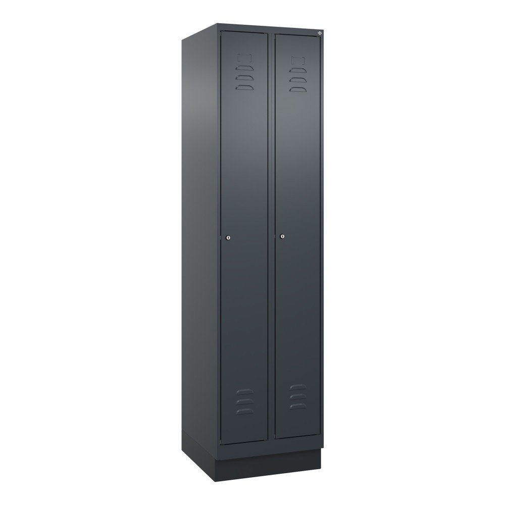 Produktabbildung: C+P Spind Classic PLUS, Sockel, 2 Abteile, HxBxT 1.950 x 500 x 500 mm, anthrazitgrau, anthrazitgrau, Zylinderschloss, ohne Mitteltrennwand