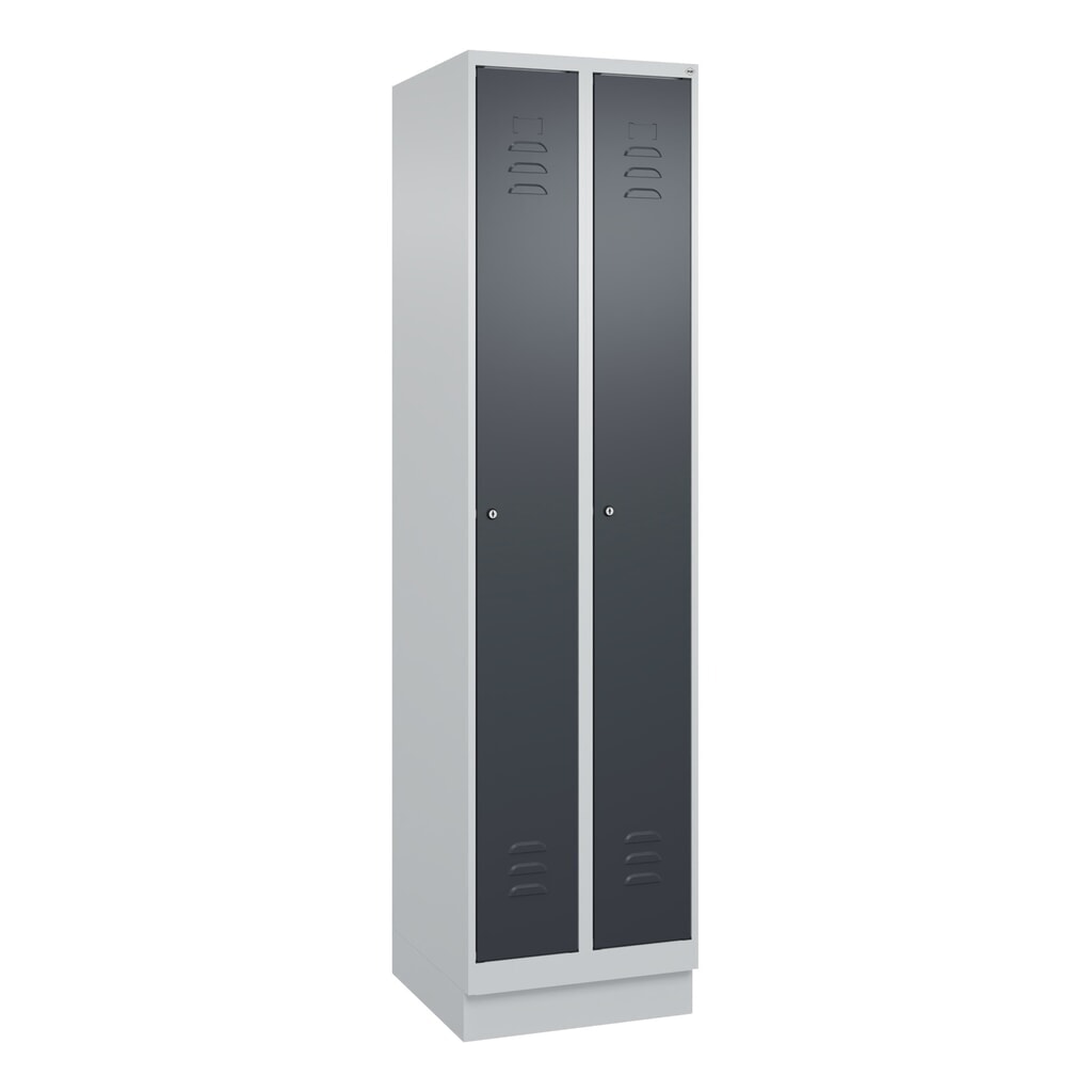 Produktabbildung Nr. 9: C+P Spind Classic PLUS, Sockel, 2 Abteile, HxBxT 1.950 x 500 x 500 mm, lichtgrau, anthrazitgrau, Zylinderschloss, ohne Mitteltrennwand