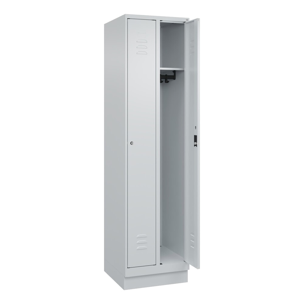 Produktabbildung: C+P Spind Classic PLUS, Sockel, 2 Abteile, HxBxT 1.950 x 500 x 500 mm, lichtgrau, lichtgrau, Zylinderschloss, ohne Mitteltrennwand