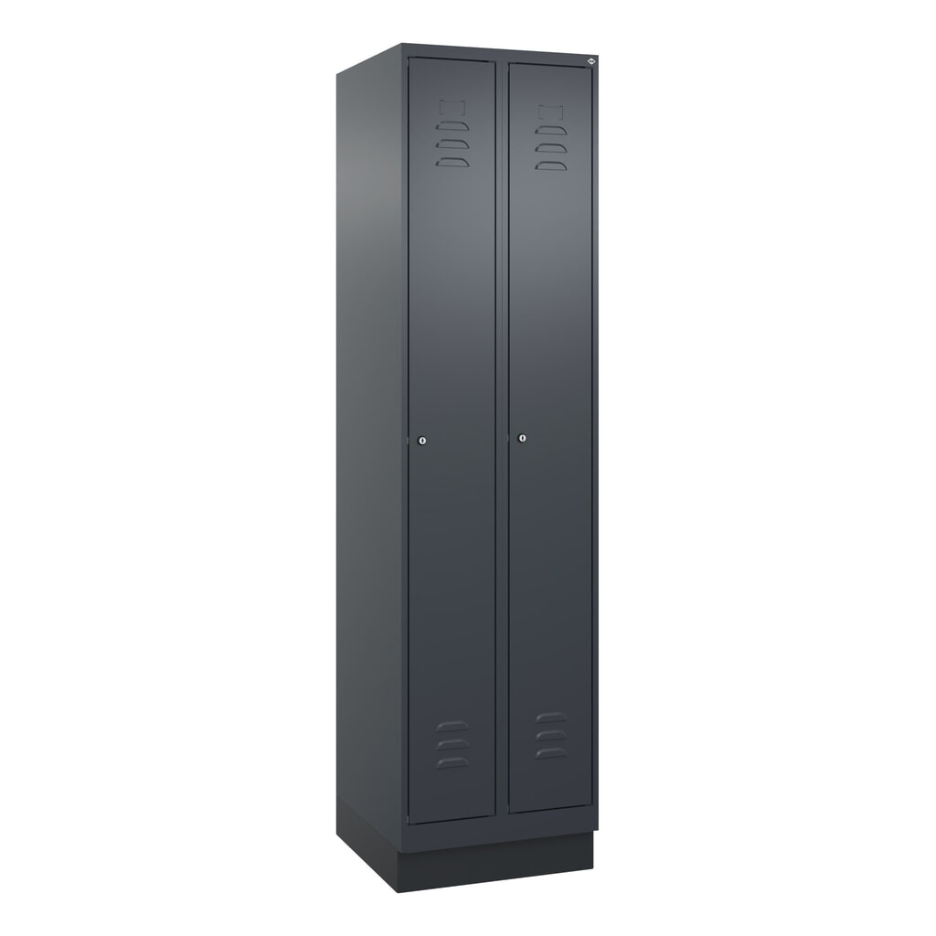 Produktabbildung Nr. 9: C+P Spind Classic PLUS, Sockel, 2 Abteile, HxBxT 1.950 x 500 x 500 mm, anthrazitgrau, anthrazitgrau, Zylinderschloss, ohne Mitteltrennwand