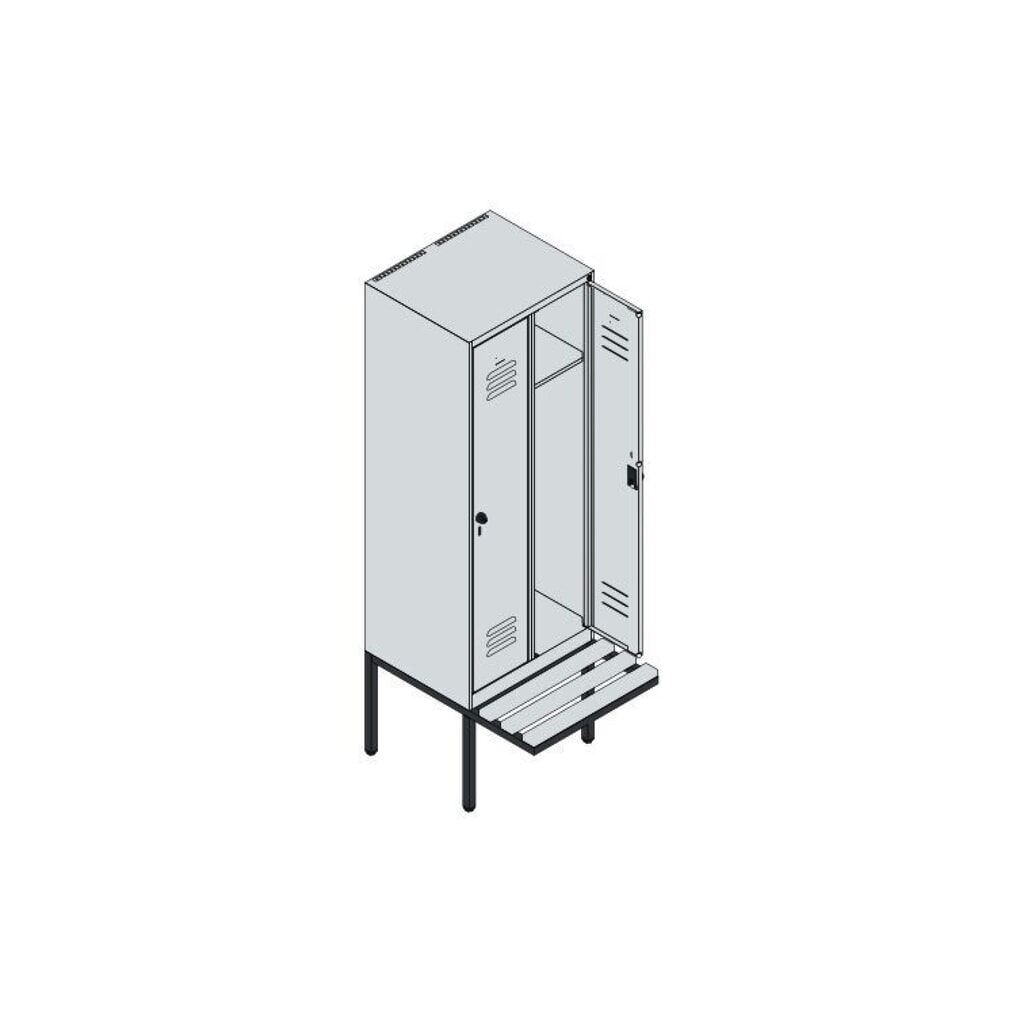 C+P Spind Classic PLUS, 2 Abteile, HxBxT 1.950 x 600 x 815 mm, für Vorhängeschloss, auskragende Bank aus Buche, lichtgrau, rubinrot Produktabbildung Nr. 9: C+P Spind Classic PLUS, 2 Abteile, HxBxT 1.950 x 600 x 815 mm, für Vorhängeschloss, auskragende Bank aus Buche, lichtgrau, rubinrot