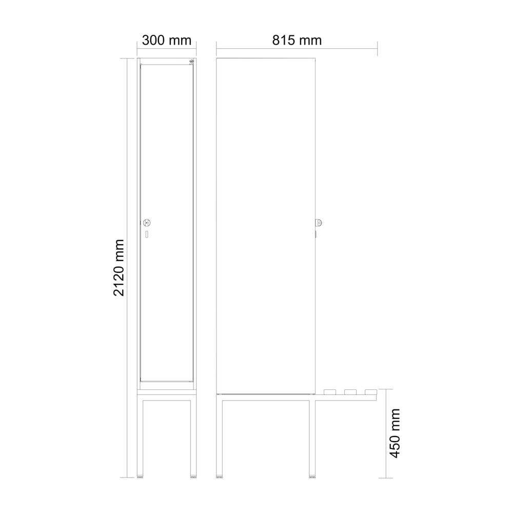 C+P Spind Classic PLUS, 1 Abteil, HxBxT 2.120 x 300 x 815 mm, Zylinderschloss, auskragende Bank aus Buche, anthrazitgrau, anthrazitgrau Produktabbildung Nr. 8: C+P Spind Classic PLUS, 1 Abteil, HxBxT 2.120 x 300 x 815 mm, Zylinderschloss, auskragende Bank aus Buche, anthrazitgrau, anthrazitgrau