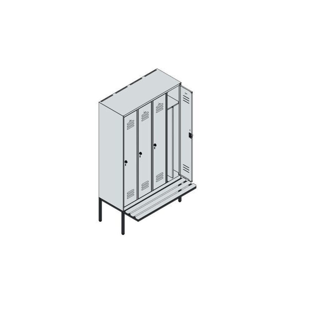 C+P Spind Classic PLUS, 4 Abteile, Trennwand, HxBxT 2.120 x 1.200 x 815 mm, Zylinderschloss, auskragende Bank aus Buche, lichtgrau, enzianblau Produktabbildung Nr. 8: C+P Spind Classic PLUS, 4 Abteile, Trennwand, HxBxT 2.120 x 1.200 x 815 mm, Zylinderschloss, auskragende Bank aus Buche, lichtgrau, enzianblau