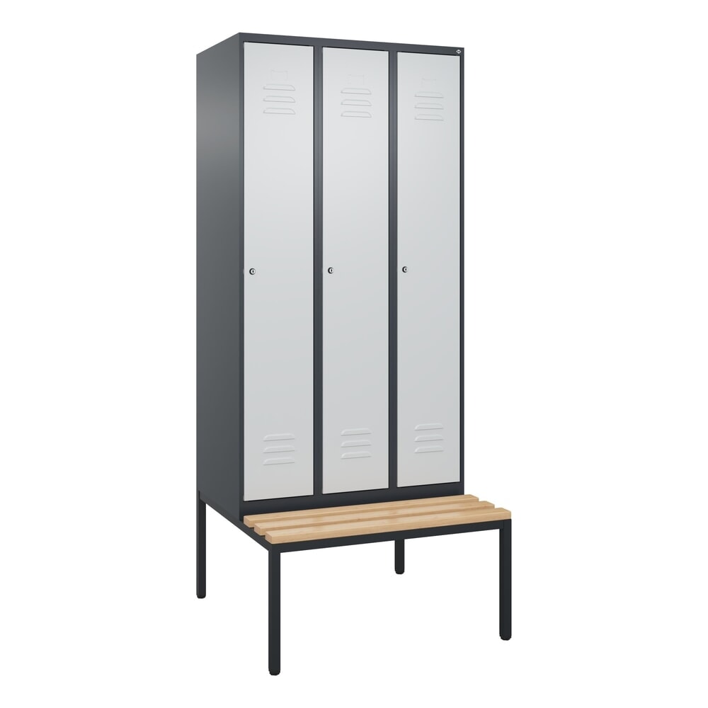 C+P Spind Classic PLUS, 3 Abteile, Trennwand, HxBxT 2.120 x 900 x 815 mm, Zylinderschloss, Trennwand, untergebaute Bank aus Buche, anthrazitgrau, lichtgrau Produktabbildung Nr. 9: C+P Spind Classic PLUS, 3 Abteile, Trennwand, HxBxT 2.120 x 900 x 815 mm, Zylinderschloss, Trennwand, untergebaute Bank aus Buche, anthrazitgrau, lichtgrau