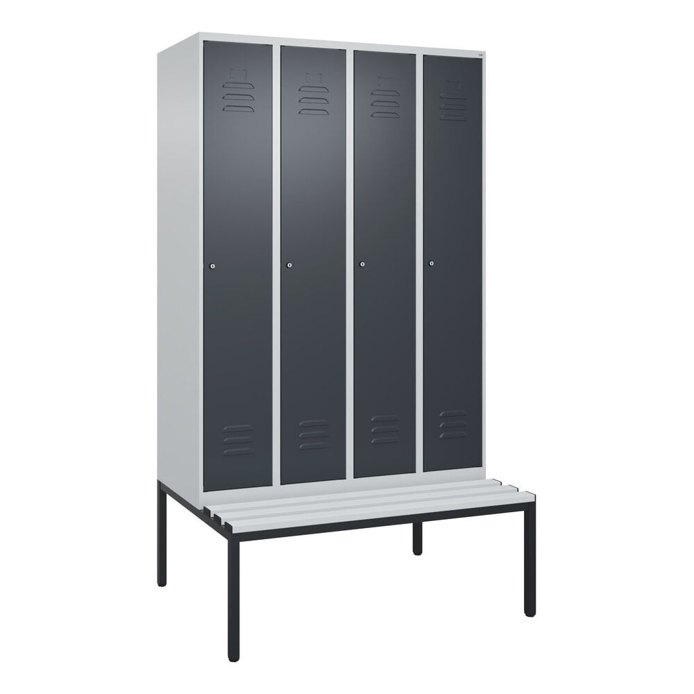 Produktabbildung Nr. 9: C+P Spind Classic PLUS, 4 Abteile, HxBxT 2.120 x 1.200 x 815 mm, Zylinderschloss, untergebaute Bank aus Kunststoff, lichtgrau, anthrazitgrau