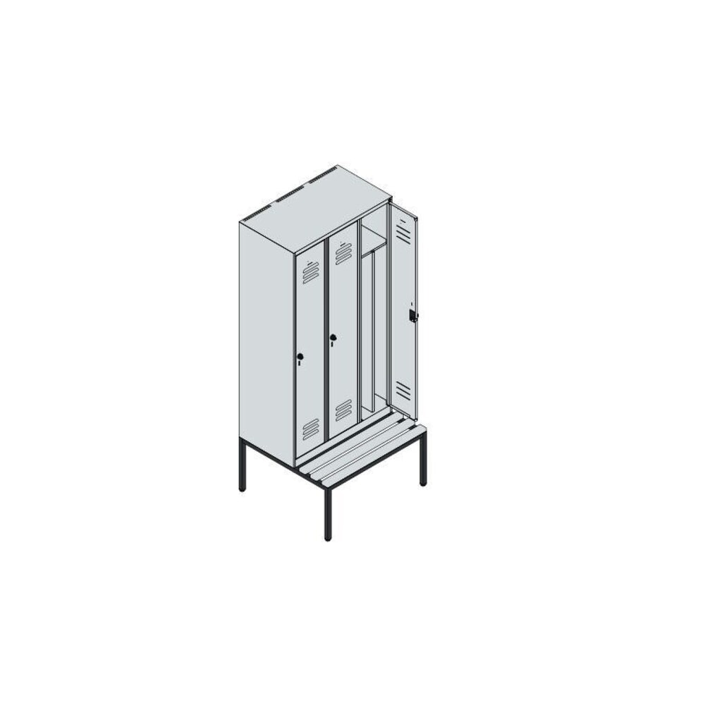 C+P Spind Classic PLUS, 3 Abteile, Trennwand, HxBxT 2.120 x 900 x 815 mm, Zylinderschloss, Trennwand, untergebaute Bank aus Kunststoff, anthrazitgrau, anthrazitgrau Produktabbildung Nr. 8: C+P Spind Classic PLUS, 3 Abteile, Trennwand, HxBxT 2.120 x 900 x 815 mm, Zylinderschloss, Trennwand, untergebaute Bank aus Kunststoff, anthrazitgrau, anthrazitgrau