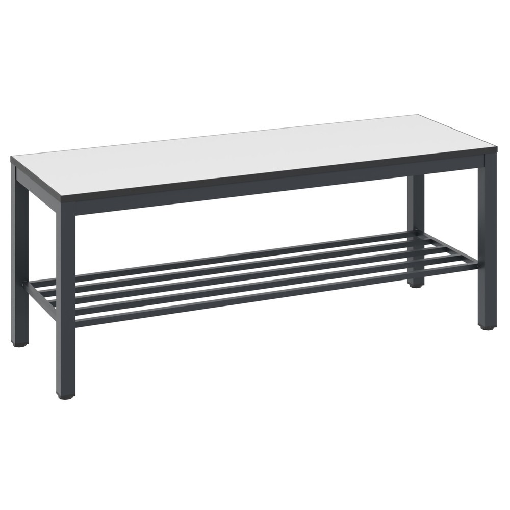 Produktabbildung: C+P Umkleidesitzbank Basic Plus, Länge 1.000 mm, inkl. Schuhrost, schwarzgrau/weiß