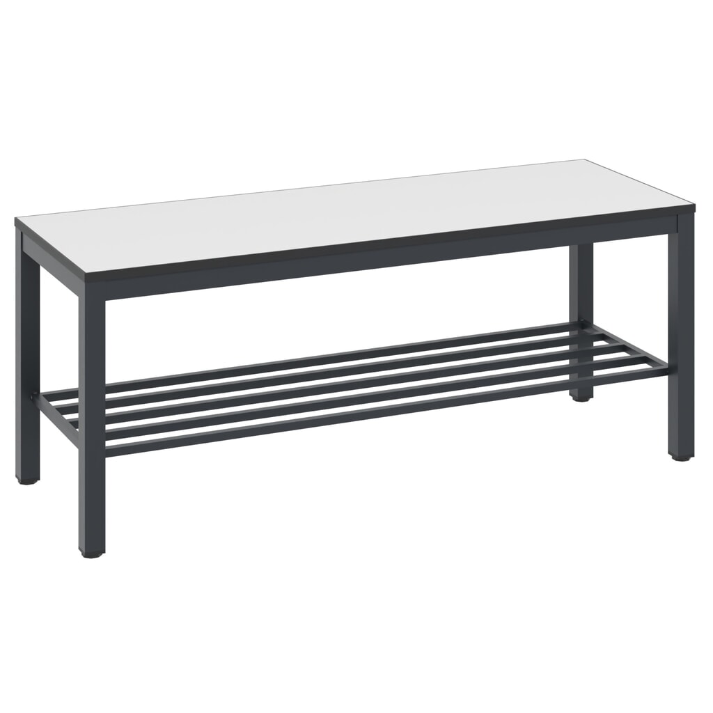 Produktabbildung: C+P Umkleidebank Basic Plus, Länge 1.000 mm, inkl. Schuhrost, schwarzgrau/weiß