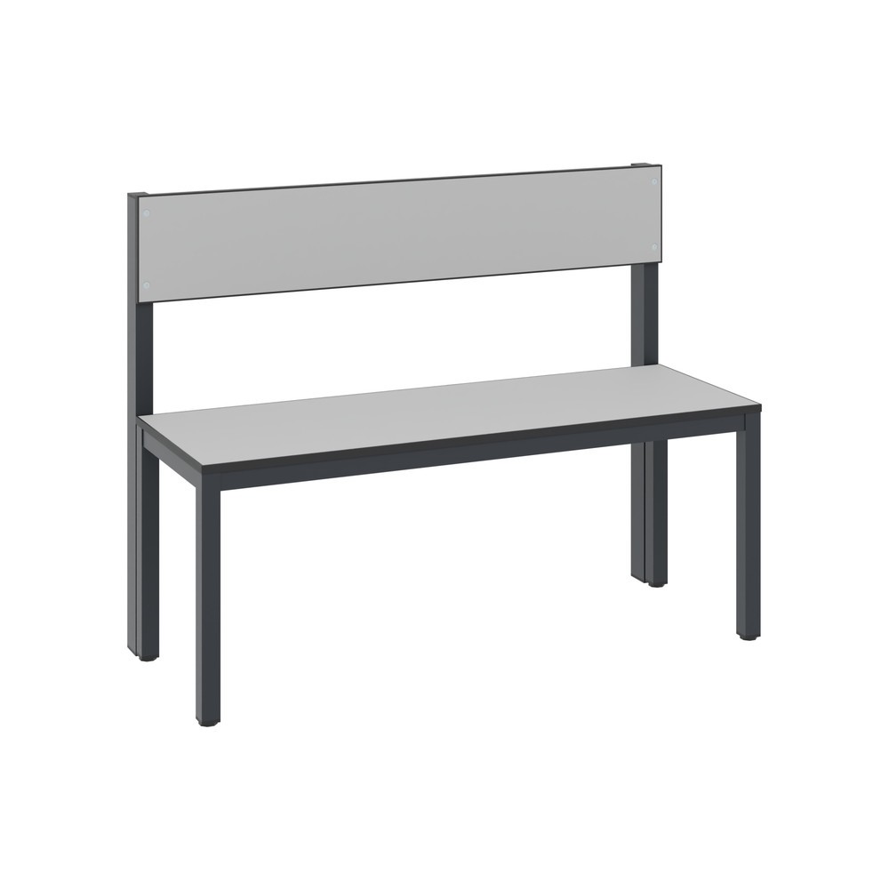 Produktabbildung Nr. 1: C+P Umkleidesitzbank Basic Plus, Länge 1.000 mm, einseitig, mit Rückenlehne, schwarzgrau/silbergrau