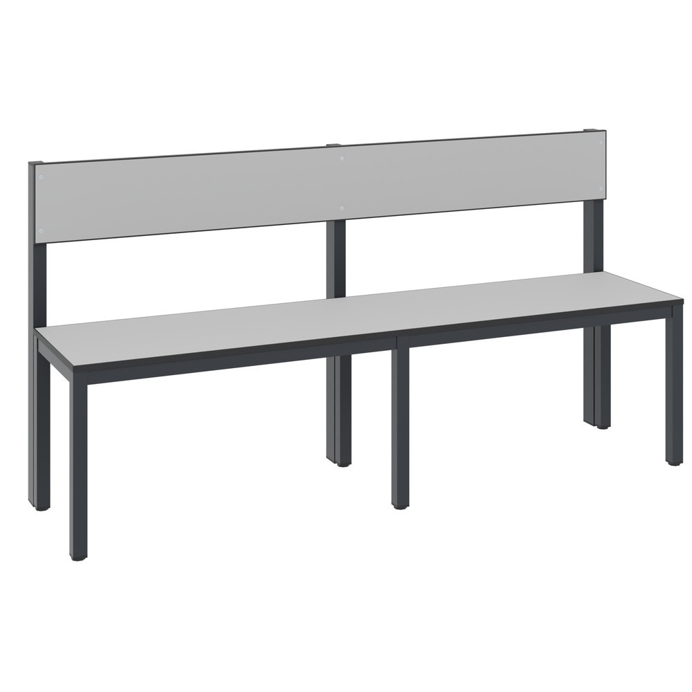 Produktabbildung: C+P Umkleidesitzbank Basic Plus, Länge 1.500 mm, einseitig, mit Rückenlehne, schwarzgrau/silbergrau