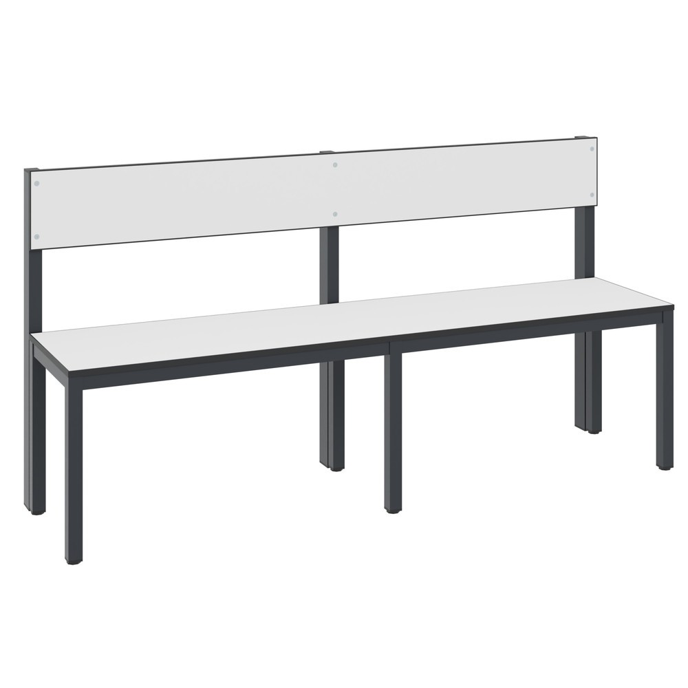 Produktabbildung Nr. 1: C+P Umkleidesitzbank Basic Plus, Länge 1.500 mm, einseitig, mit Rückenlehne, schwarzgrau/weiß