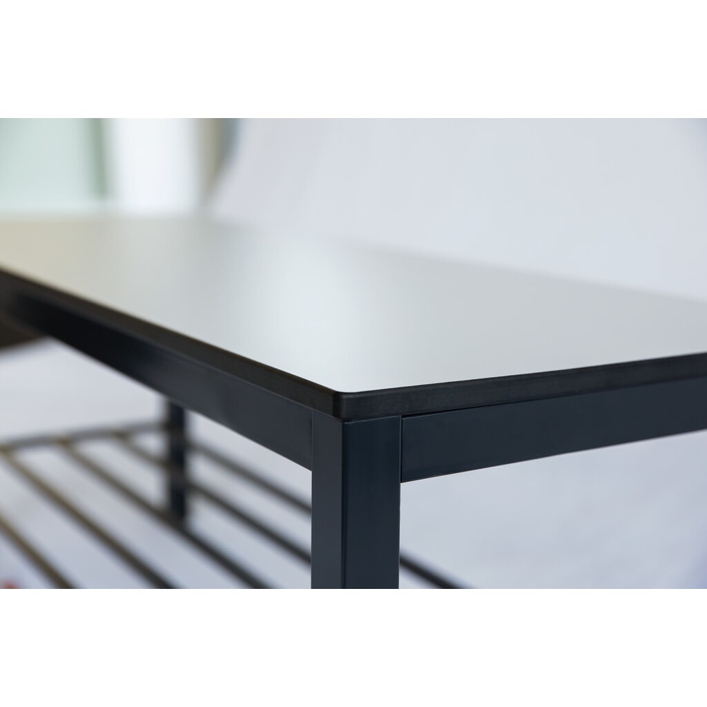 C+P Umkleidebank Basic Plus, Länge 1.960 mm, einseitig, mit Rückenlehne, 8 Doppelhaken, schwarzgrau/weiß Produktabbildung Nr. 2: C+P Umkleidebank Basic Plus, Länge 1.960 mm, einseitig, mit Rückenlehne, 8 Doppelhaken, schwarzgrau/weiß