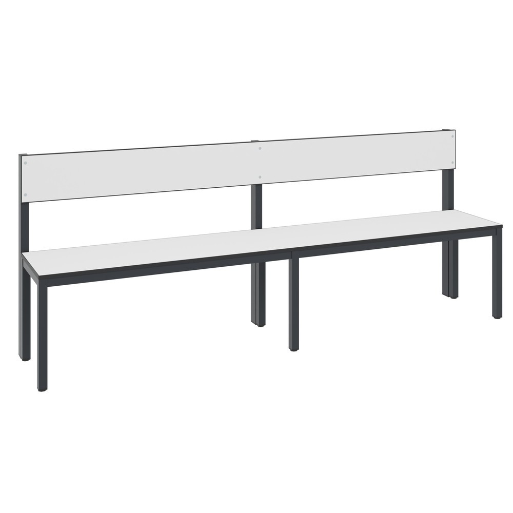 Produktabbildung Nr. 1: C+P Umkleidesitzbank Basic Plus, Länge 1.960 mm, einseitig, mit Rückenlehne, schwarzgrau/weiß