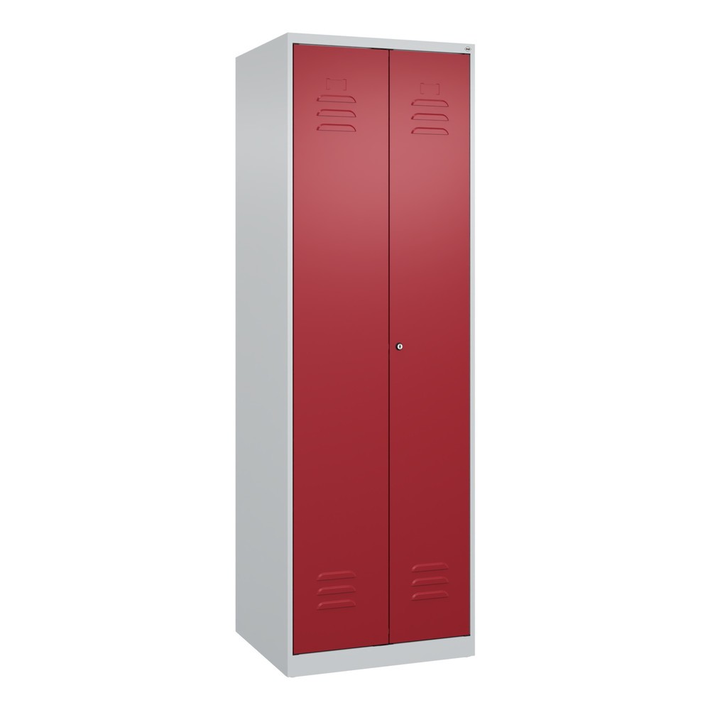 Produktabbildung: C+P Wäsche-, Garderobenspind Classic PLUS, 2 Abteile, HxBxT 1.850 x 600 x 500 mm, lichtgrau, rubinrot, Zylinderschloss