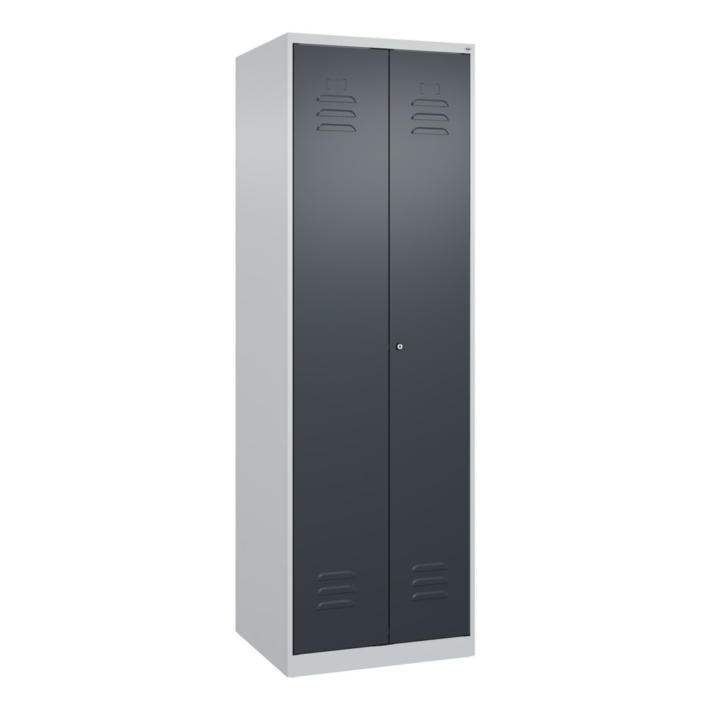 Produktabbildung: C+P Wäsche-, Garderobenspind Classic PLUS, 2 Abteile, HxBxT 1.850 x 600 x 500 mm, lichtgrau, anthrazitgrau, Zylinderschloss