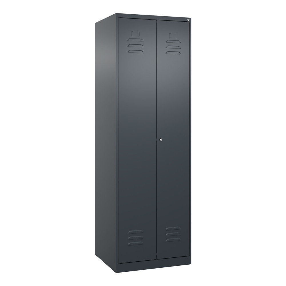 Produktabbildung: C+P Wäsche-, Garderobenspind Classic PLUS, 2 Abteile, HxBxT 1.850 x 600 x 500 mm, anthrazitgrau, anthrazitgrau, Zylinderschloss