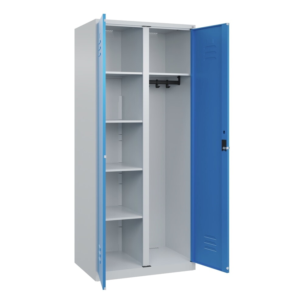 Produktabbildung: C+P Wäsche-, Garderobenspind Classic PLUS, 2 Abteile, HxBxT 1.850 x 800 x 500 mm, lichtgrau, lichtblau, für Vorhängeschloss