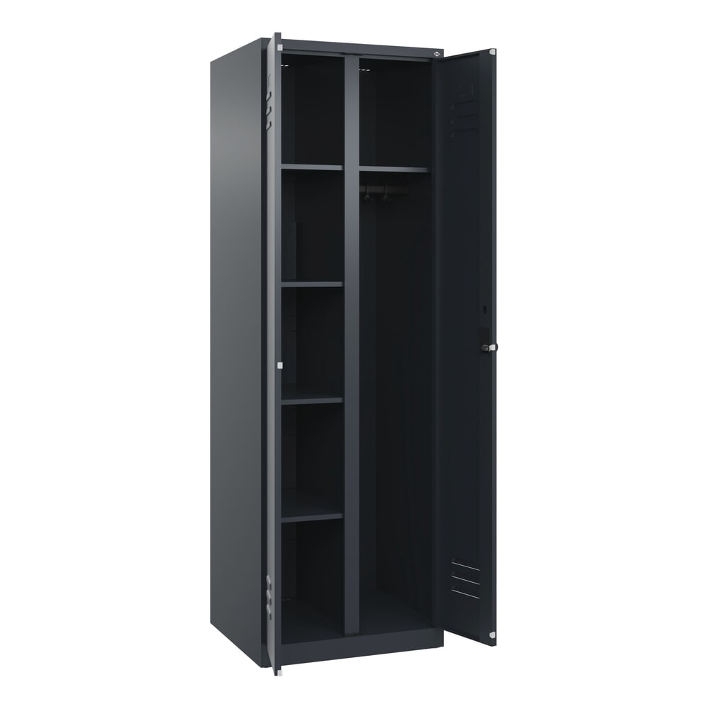 Produktabbildung: C+P Wäsche-, Garderobenspind Classic PLUS, 2 Abteile, HxBxT 1.850 x 600 x 500 mm, anthrazitgrau, anthrazitgrau, für Vorhängeschloss
