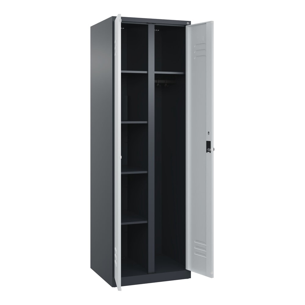 Produktabbildung: C+P Wäsche-, Garderobenspind Classic PLUS, 2 Abteile, HxBxT 1.850 x 600 x 500 mm, anthrazitgrau, lichtgrau, für Vorhängeschloss