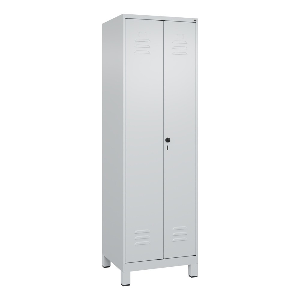 Produktabbildung: C+P Wäsche-, Kombispind Classic PLUS, Füße, 2 Abteile, HxBxT 1.950 x 600 x 500 mm, lichtgrau, lichtgrau, für Vorhängeschloss