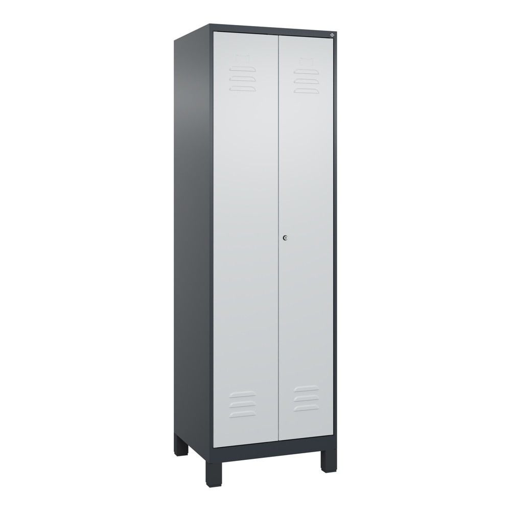 Produktabbildung: C+P Wäsche-, Kombispind Classic PLUS, Füße, 2 Abteile, HxBxT 1.950 x 600 x 500 mm, anthrazitgrau, lichtgrau, Zylinderschloss