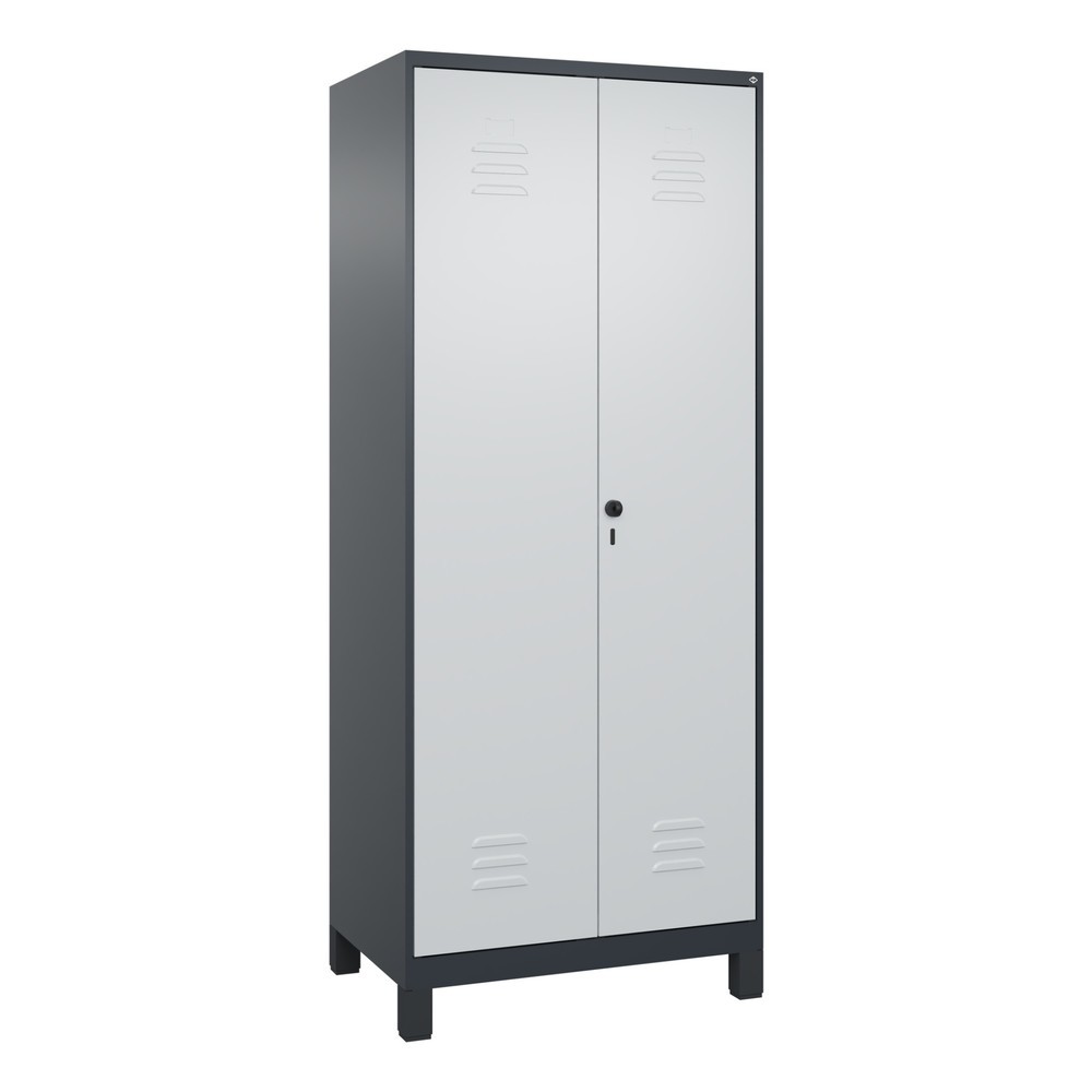 Produktabbildung: C+P Wäsche-, Kombispind Classic PLUS, Füße, 2 Abteile, HxBxT 1.950 x 800 x 500 mm, anthrazitgrau, lichtgrau, für Vorhängeschloss