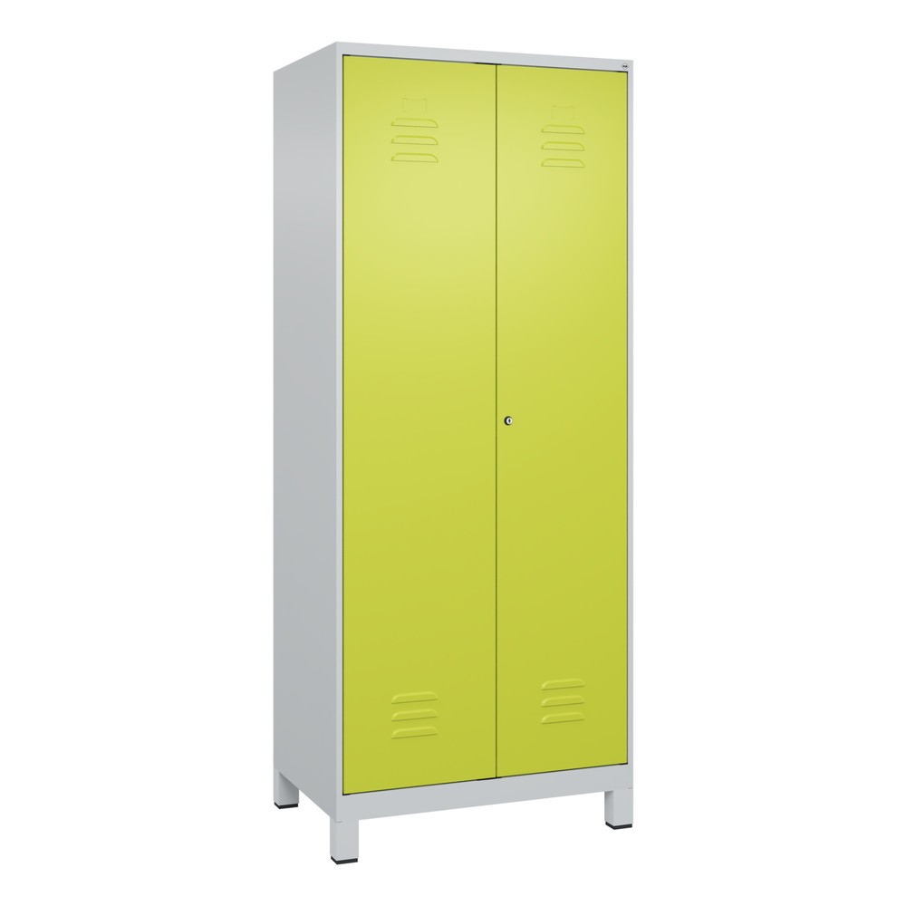 Produktabbildung: C+P Wäsche-, Kombispind Classic PLUS, Füße, 2 Abteile, HxBxT 1.950 x 800 x 500 mm, lichtgrau, clowngrün, Zylinderschloss
