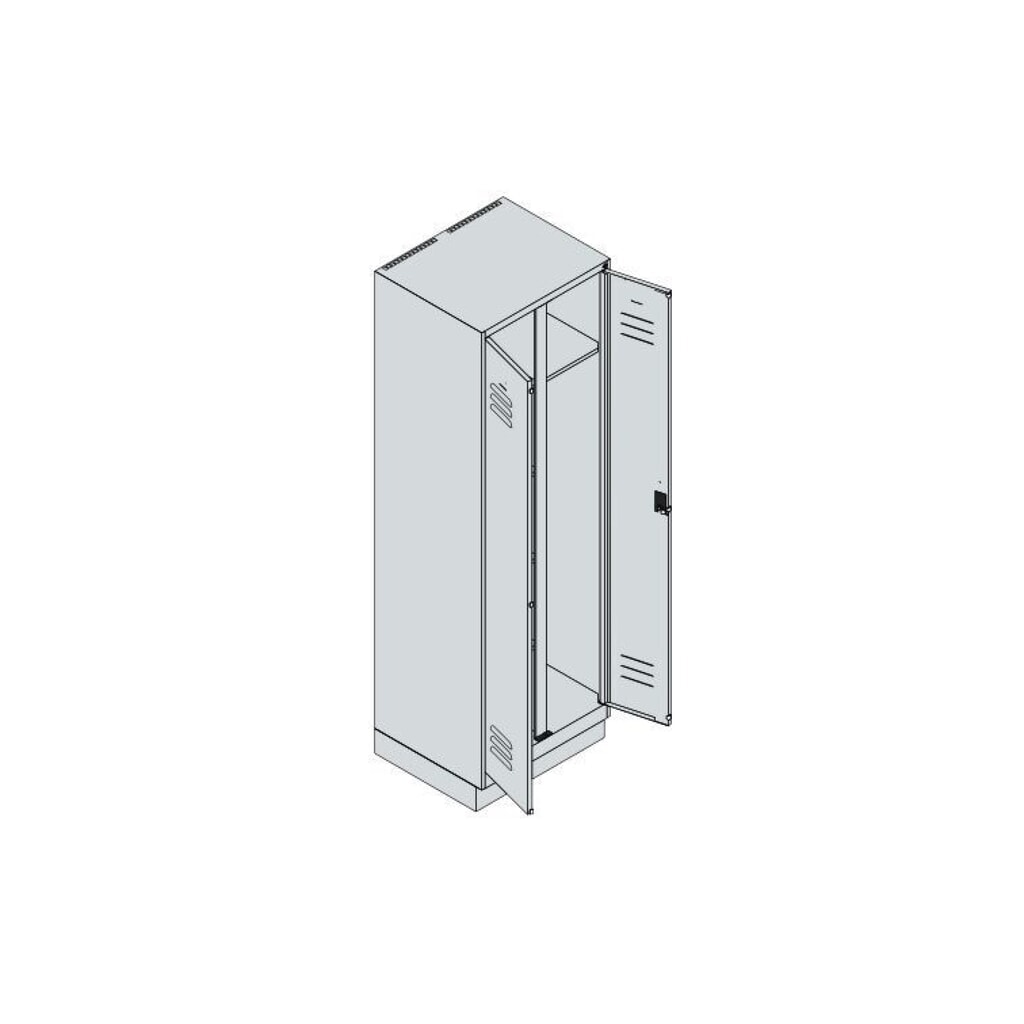 Produktabbildung Nr. 9: C+P Mehrzweck-Putzmittelschrank Classic PLUS, Sockel, 2 Abteile, HxBxT 1.950 x 600 x 500 mm, lichtgrau, rubinrot, für Vorhängeschloss
