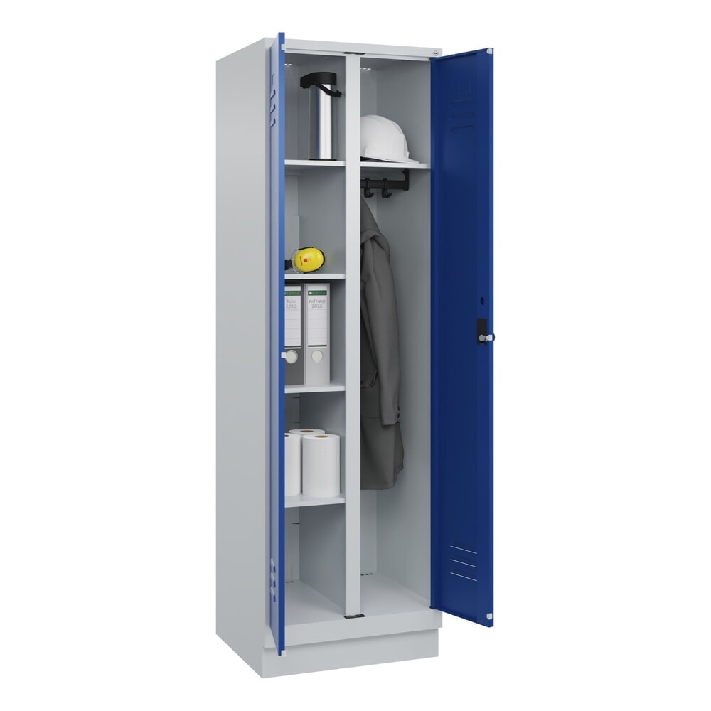 Produktabbildung Nr. 10: C+P Wäsche-, Kombispind Classic PLUS, Sockel, 2 Abteile, HxBxT 1.950 x 600 x 500 mm, lichtgrau, enzianblau, für Vorhängeschloss