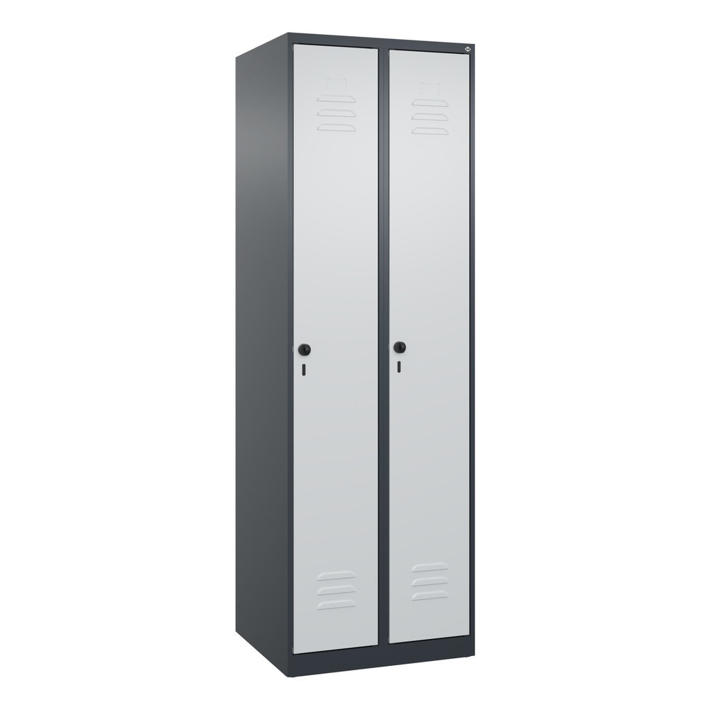 Produktabbildung: C+P Wäsche-Spind Classic PLUS, 2 Abteile, HxBxT 1.850 x 600 x 500 mm, anthrazitgrau, anthrazitgrau, für Vorhängeschloss, ohne Mitteltrennwand