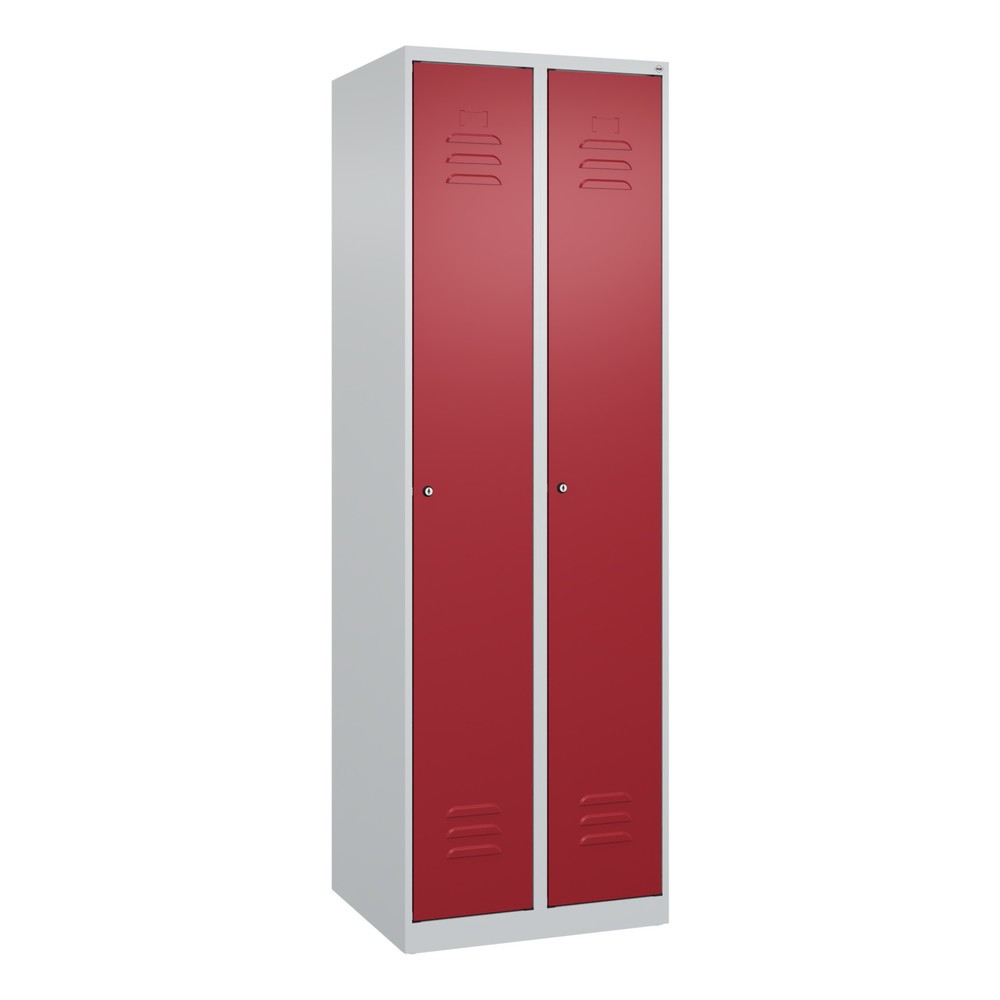 Produktabbildung: C+P Wäsche-Spind Classic PLUS, 2 Abteile, HxBxT 1.850 x 600 x 500 mm, lichtgrau, rubinrot, Zylinderschloss, ohne Mitteltrennwand