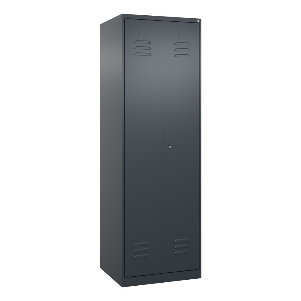 Produktabbildung: C+P Wäsche-Spind Classic PLUS, 2 Abteile, HxBxT 1.850 x 600 x 500 mm, anthrazitgrau, anthrazitgrau, Zylinderschloss, mit Mitteltrennwand