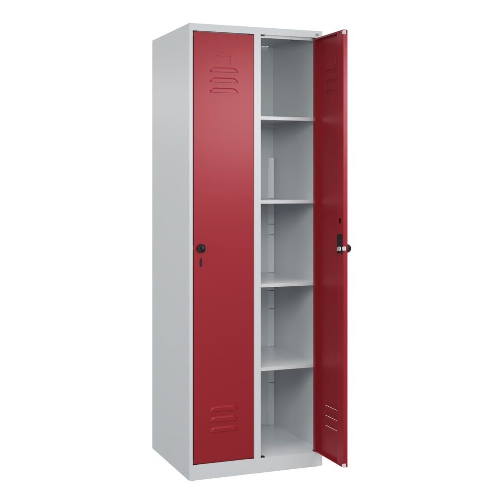 C+P Wäsche-Spind Classic PLUS, 2 Abteile, HxBxT 1.850 x 600 x 500 mm, lichtgrau, rubinrot, für Vorhängeschloss, ohne Mitteltrennwand Produktabbildung: C+P Wäsche-Spind Classic PLUS, 2 Abteile, HxBxT 1.850 x 600 x 500 mm, lichtgrau, rubinrot, für Vorhängeschloss, ohne Mitteltrennwand