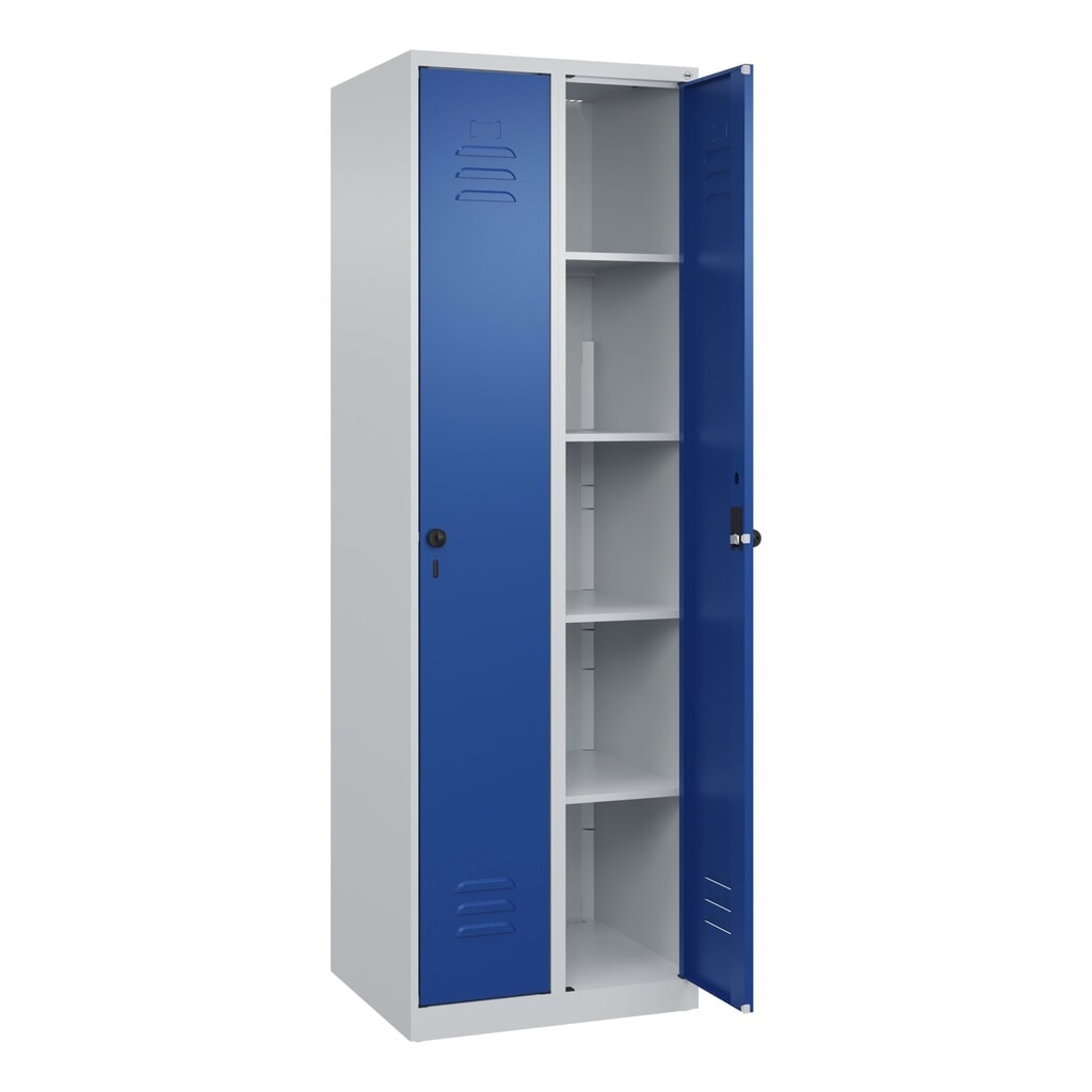 C+P Wäsche-Spind Classic PLUS, 2 Abteile, HxBxT 1.850 x 600 x 500 mm, lichtgrau, enzianblau, für Vorhängeschloss, ohne Mitteltrennwand Produktabbildung: C+P Wäsche-Spind Classic PLUS, 2 Abteile, HxBxT 1.850 x 600 x 500 mm, lichtgrau, enzianblau, für Vorhängeschloss, ohne Mitteltrennwand