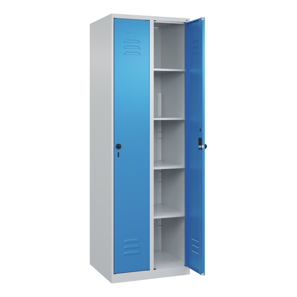 Produktabbildung Nr. 1: C+P Wäsche-Spind Classic PLUS, 2 Abteile, HxBxT 1.850 x 600 x 500 mm, lichtgrau, lichtblau, für Vorhängeschloss, ohne Mitteltrennwand
