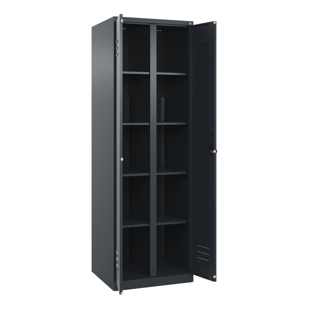 C+P Wäsche-Spind Classic PLUS, 2 Abteile, HxBxT 1.850 x 600 x 500 mm, anthrazitgrau, anthrazitgrau, für Vorhängeschloss, mit Mitteltrennwand Produktabbildung: C+P Wäsche-Spind Classic PLUS, 2 Abteile, HxBxT 1.850 x 600 x 500 mm, anthrazitgrau, anthrazitgrau, für Vorhängeschloss, mit Mitteltrennwand