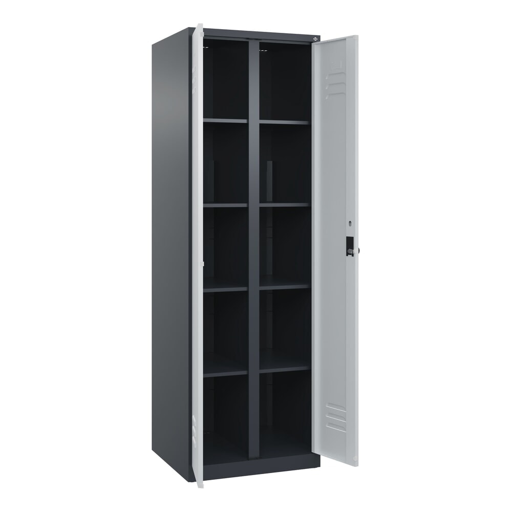 C+P Wäsche-Spind Classic PLUS, 2 Abteile, HxBxT 1.850 x 600 x 500 mm, anthrazitgrau, lichtgrau, für Vorhängeschloss, mit Mitteltrennwand Produktabbildung: C+P Wäsche-Spind Classic PLUS, 2 Abteile, HxBxT 1.850 x 600 x 500 mm, anthrazitgrau, lichtgrau, für Vorhängeschloss, mit Mitteltrennwand