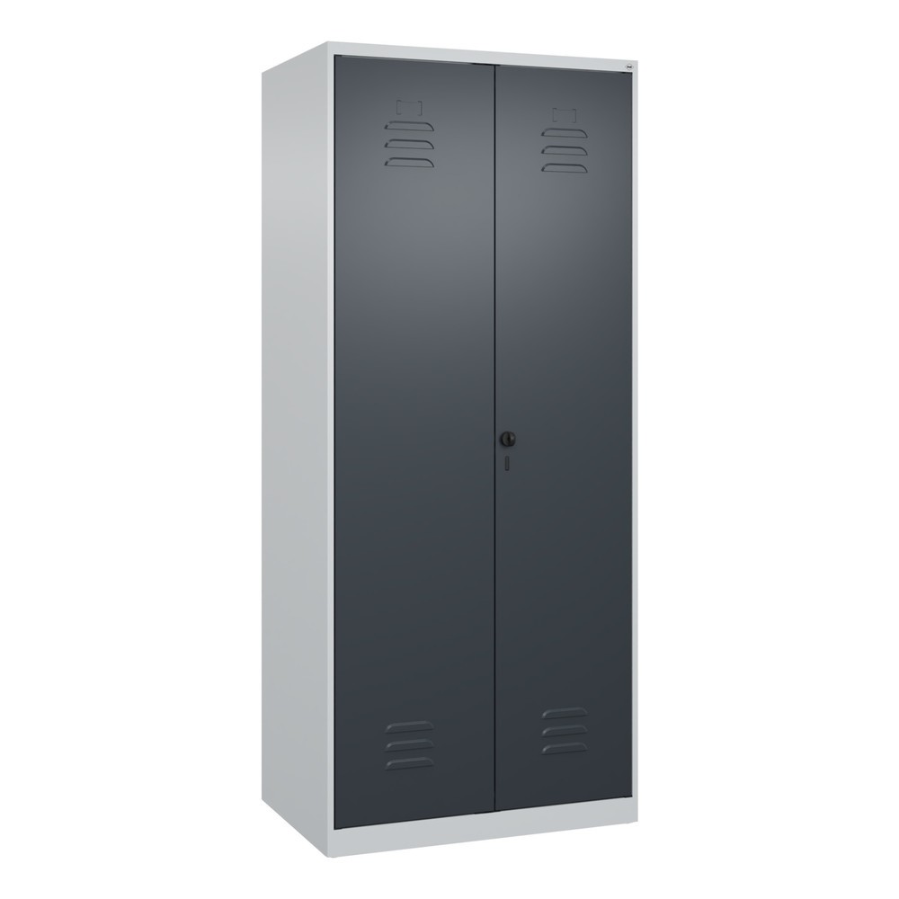 Produktabbildung: C+P Wäsche-Spind Classic PLUS, 2 Abteile, HxBxT 1.850 x 800 x 500 mm, lichtgrau, anthrazitgrau, für Vorhängeschloss, mit Mitteltrennwand