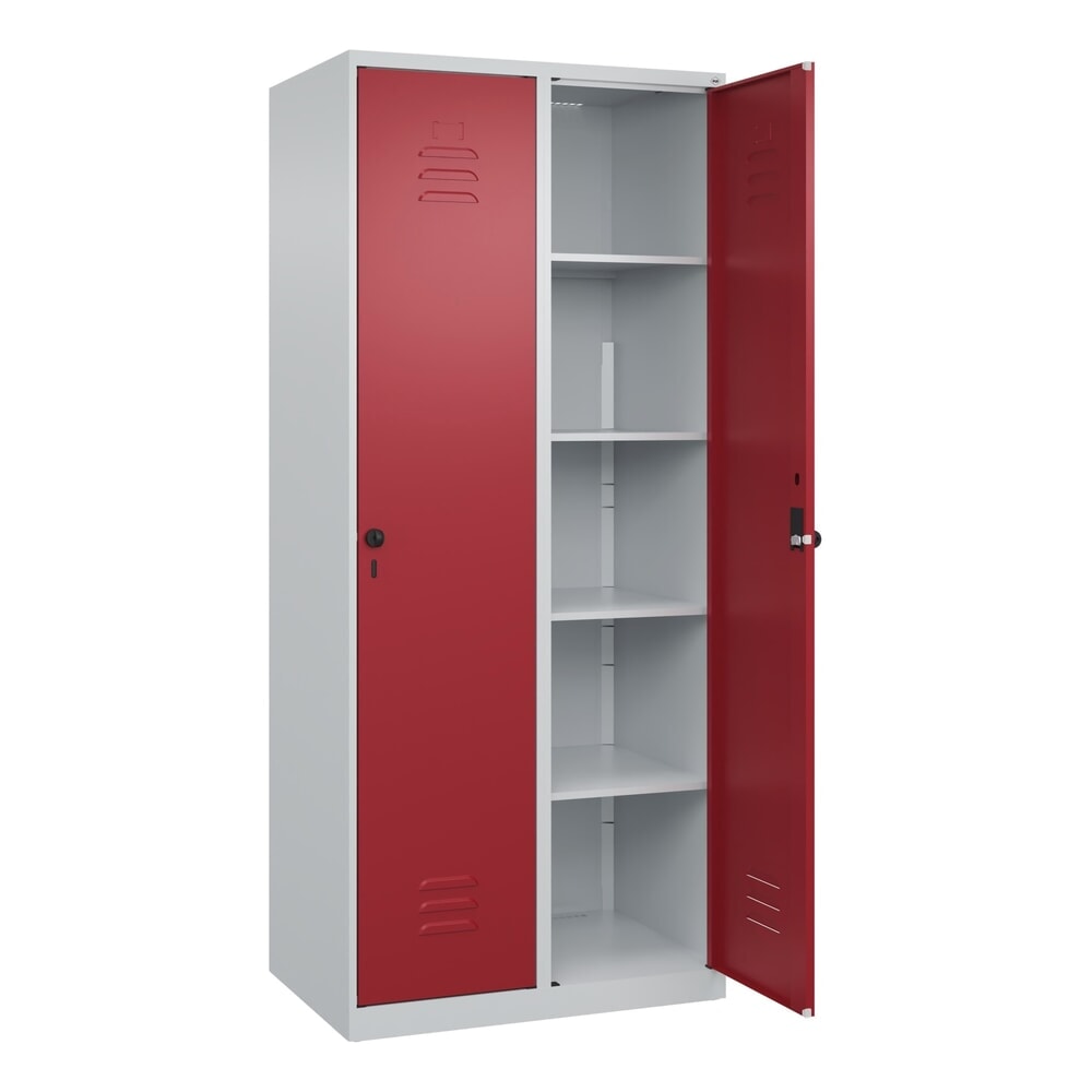 C+P Wäsche-Spind Classic PLUS, 2 Abteile, HxBxT 1.850 x 800 x 500 mm, lichtgrau, rubinrot, für Vorhängeschloss, ohne Mitteltrennwand Produktabbildung: C+P Wäsche-Spind Classic PLUS, 2 Abteile, HxBxT 1.850 x 800 x 500 mm, lichtgrau, rubinrot, für Vorhängeschloss, ohne Mitteltrennwand