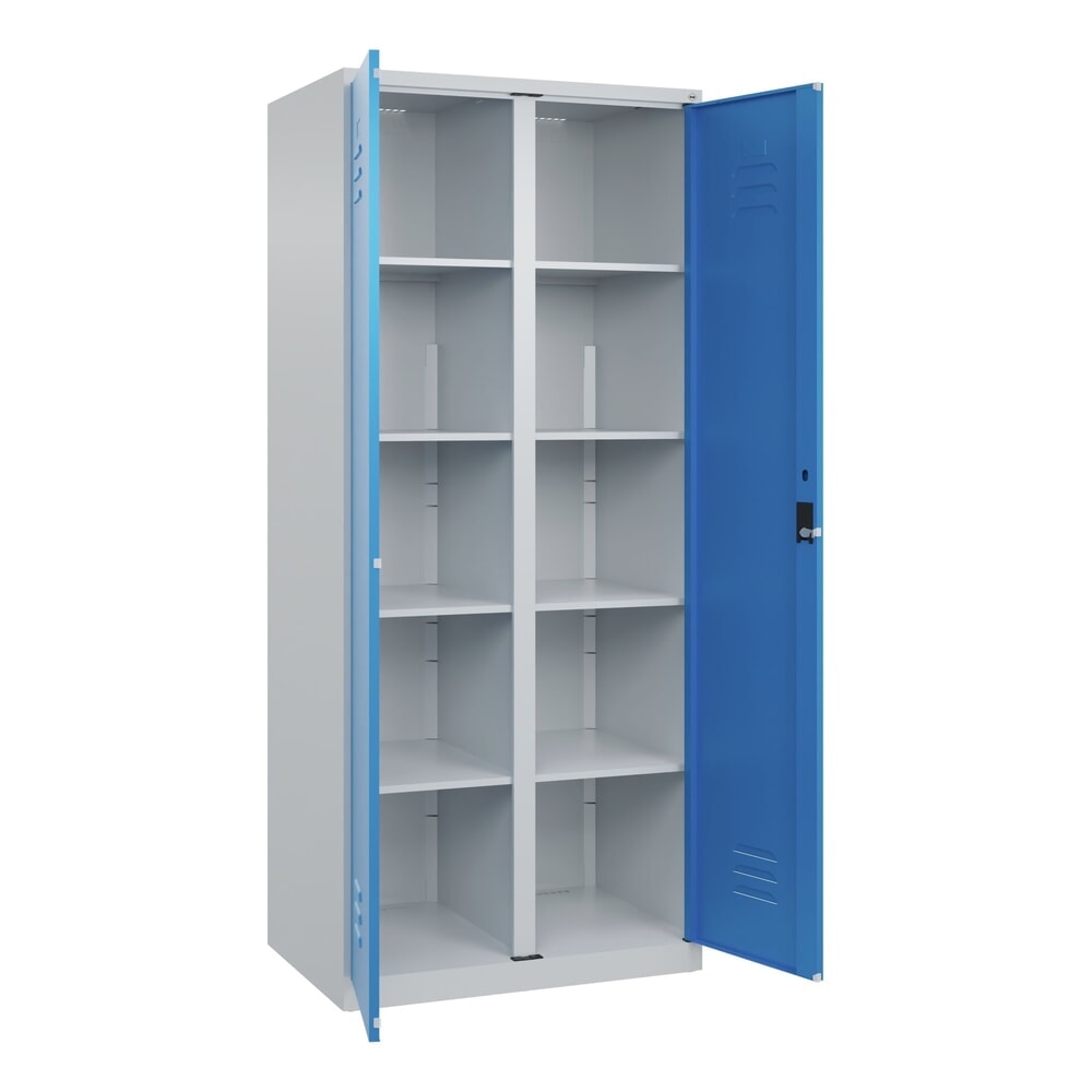 Produktabbildung: C+P Wäsche-Spind Classic PLUS, 2 Abteile, HxBxT 1.850 x 800 x 500 mm, lichtgrau, lichtblau, Zylinderschloss, mit Mitteltrennwand