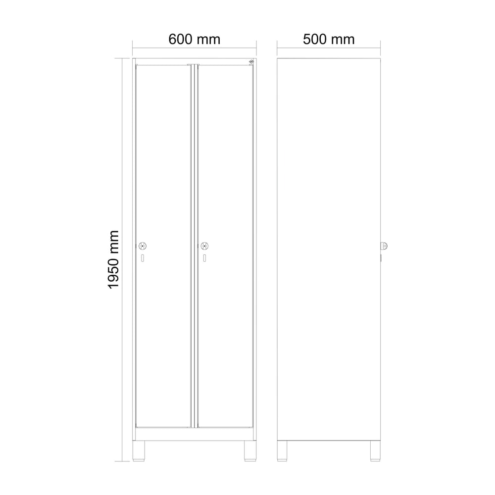 Produktabbildung Nr. 9: C+P Wäsche-Spind Classic PLUS, Füße, 2 Abteile, HxBxT 1.950 x 600 x 500 mm, lichtgrau, rubinrot, für Vorhängeschloss, ohne Mitteltrennwand