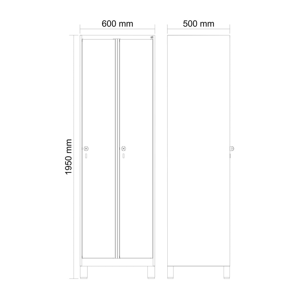 Produktabbildung Nr. 8: C+P Wäsche-Spind Classic PLUS, Füße, 2 Abteile, HxBxT 1.950 x 600 x 500 mm, lichtgrau, lichtgrau, für Vorhängeschloss, ohne Mitteltrennwand