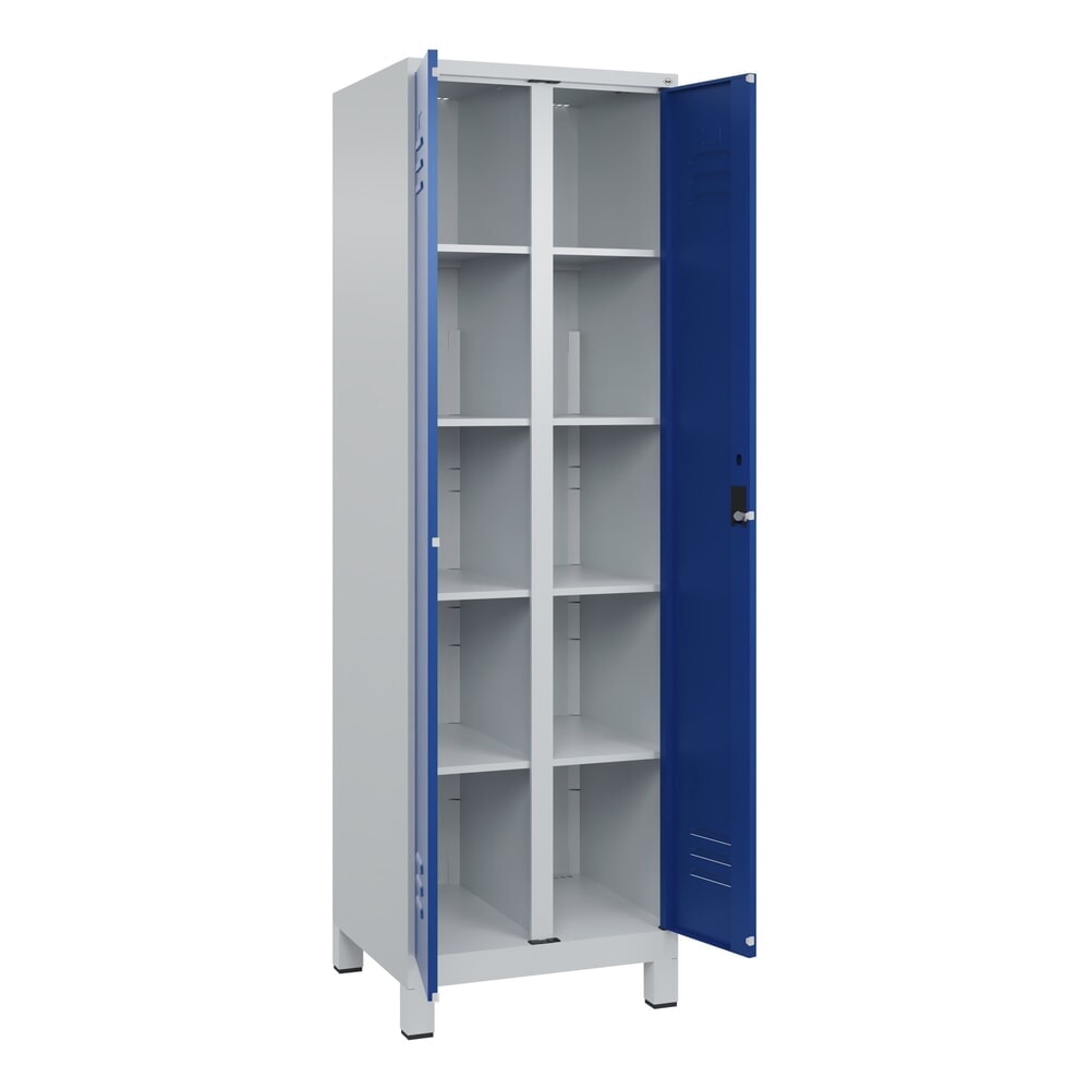 C+P Wäsche-Spind Classic PLUS, Füße, 2 Abteile, HxBxT 1.950 x 600 x 500 mm, lichtgrau, enzianblau, Zylinderschloss, mit Mitteltrennwand Produktabbildung: C+P Wäsche-Spind Classic PLUS, Füße, 2 Abteile, HxBxT 1.950 x 600 x 500 mm, lichtgrau, enzianblau, Zylinderschloss, mit Mitteltrennwand