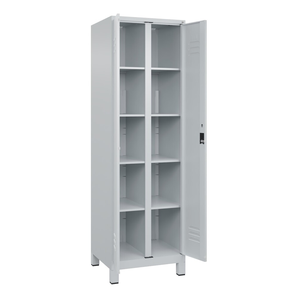 Produktabbildung Nr. 1: C+P Wäsche-Spind Classic PLUS, Füße, 2 Abteile, HxBxT 1.950 x 600 x 500 mm, lichtgrau, lichtgrau, Zylinderschloss, mit Mitteltrennwand