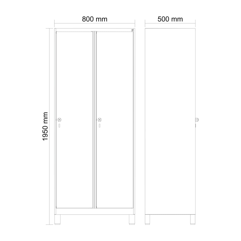 Produktabbildung Nr. 8: C+P Wäsche-Spind Classic PLUS, Füße, 2 Abteile, HxBxT 1.950 x 800 x 500 mm, anthrazitgrau, lichtgrau, Zylinderschloss, ohne Mitteltrennwand
