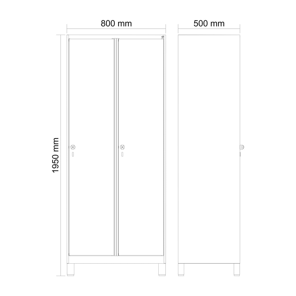 Produktabbildung Nr. 8: C+P Wäsche-Spind Classic PLUS, Füße, 2 Abteile, HxBxT 1.950 x 800 x 500 mm, lichtgrau, lichtgrau, für Vorhängeschloss, ohne Mitteltrennwand