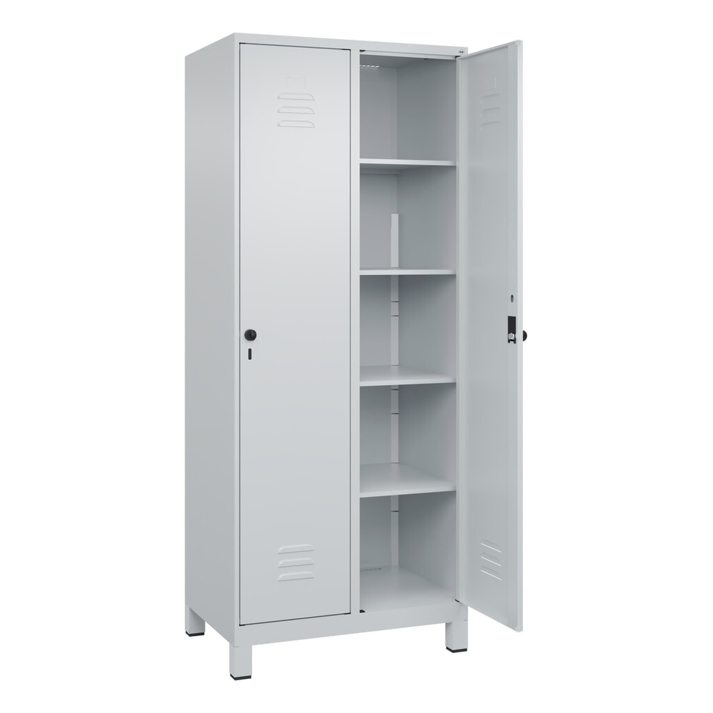 C+P Wäsche-Spind Classic PLUS, Füße, 2 Abteile, HxBxT 1.950 x 800 x 500 mm, lichtgrau, lichtgrau, für Vorhängeschloss, ohne Mitteltrennwand Produktabbildung: C+P Wäsche-Spind Classic PLUS, Füße, 2 Abteile, HxBxT 1.950 x 800 x 500 mm, lichtgrau, lichtgrau, für Vorhängeschloss, ohne Mitteltrennwand