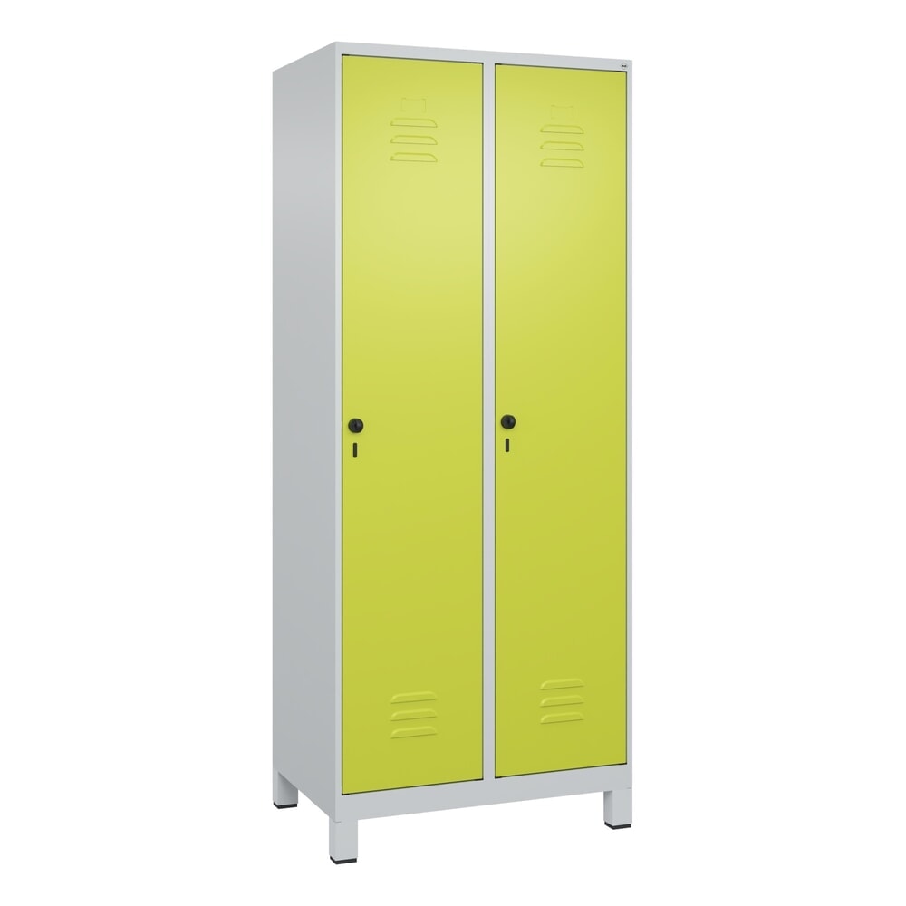 Produktabbildung Nr. 9: C+P Wäsche-Spind Classic PLUS, Füße, 2 Abteile, HxBxT 1.950 x 800 x 500 mm, lichtgrau, clowngrün, für Vorhängeschloss, ohne Mitteltrennwand