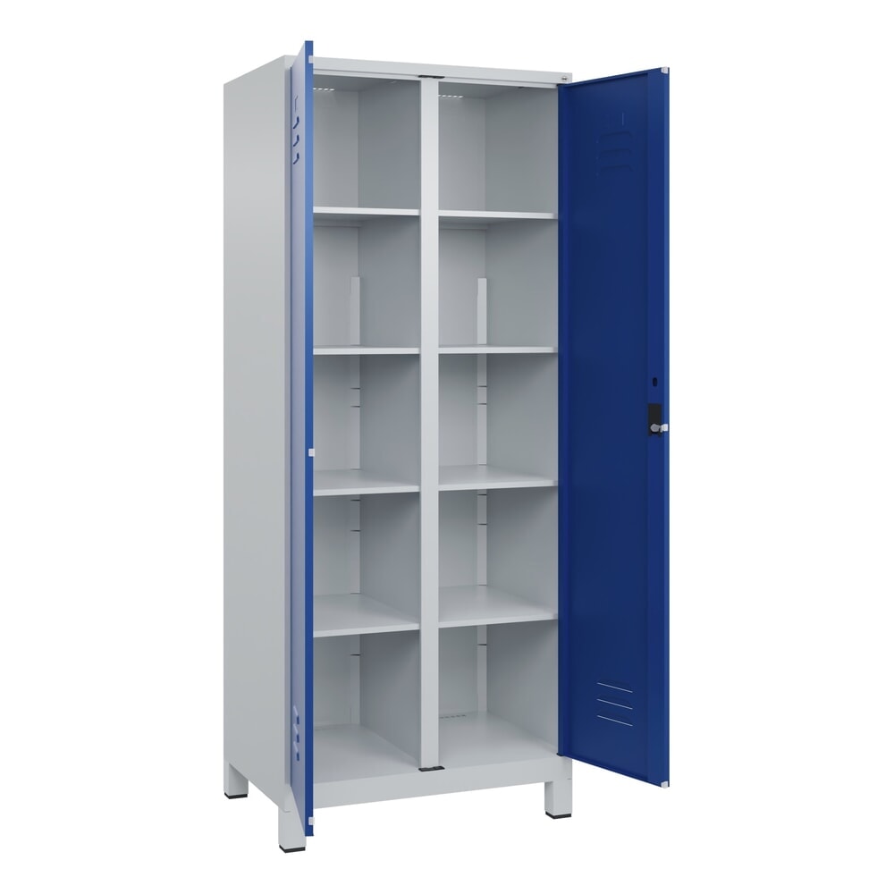 C+P Wäsche-Spind Classic PLUS, Füße, 2 Abteile, HxBxT 1.950 x 800 x 500 mm, lichtgrau, enzianblau, Zylinderschloss, mit Mitteltrennwand Produktabbildung: C+P Wäsche-Spind Classic PLUS, Füße, 2 Abteile, HxBxT 1.950 x 800 x 500 mm, lichtgrau, enzianblau, Zylinderschloss, mit Mitteltrennwand